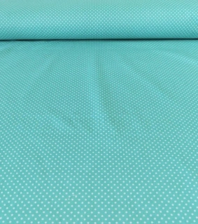 Bavlněná látka puntíky aqua green 2mm
