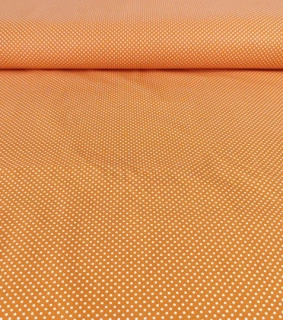 Bavlněná látka puntíky oranžové 2mm